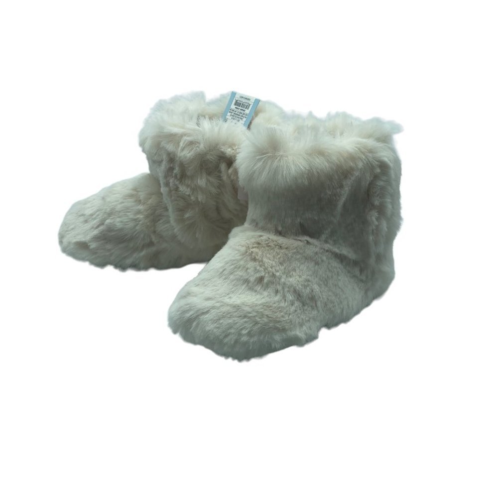 Cat & Jack Cream Fluffy Dallas Slippers Booties NWT Girl Size Medium 7/8